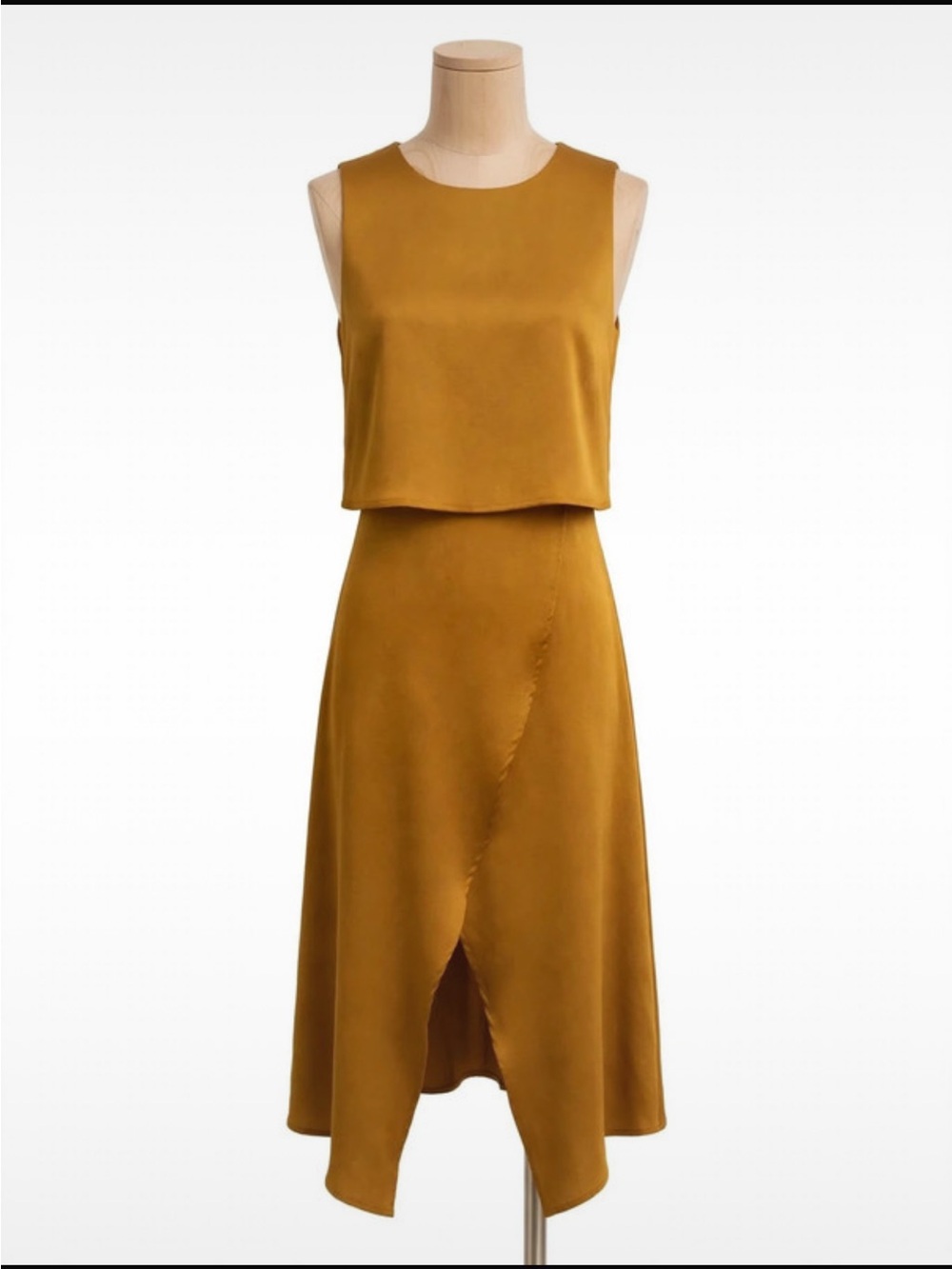 SAS Mustard Sleeveless Overlay Midi Dress